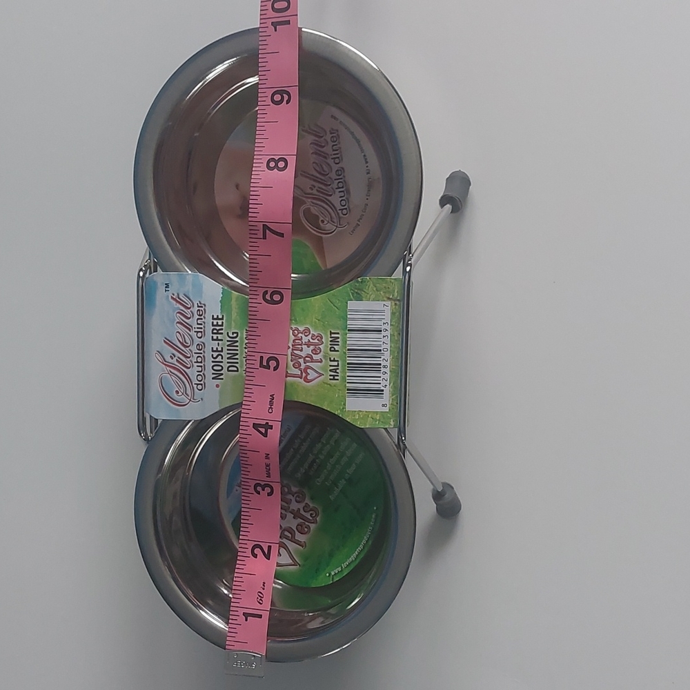 Silent Companion Stainless Steel Double Dog Bowl - Silver - Picture 3 of 5
